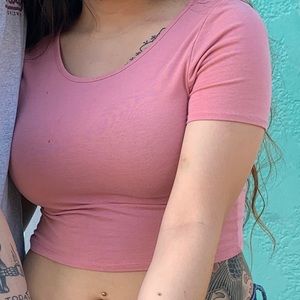 Cross back rose crop top